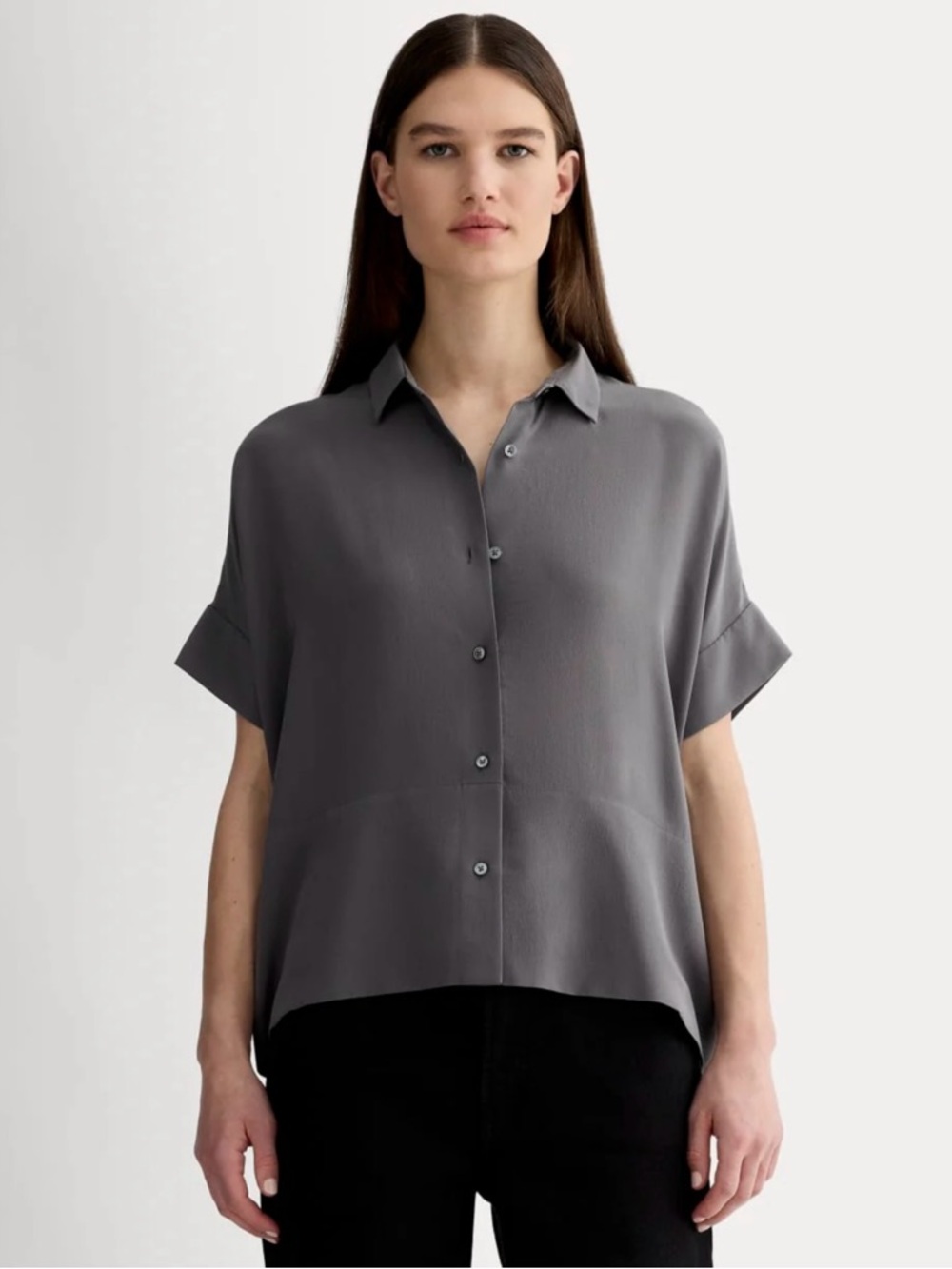 Rachel Zoe Women’s Relaxed oversize Short-Sleeve Button Front Top - size S
